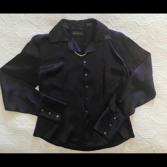 ❤️Banana Republic Revere Collar Purple Silk Blouse - Picture 1 of 5